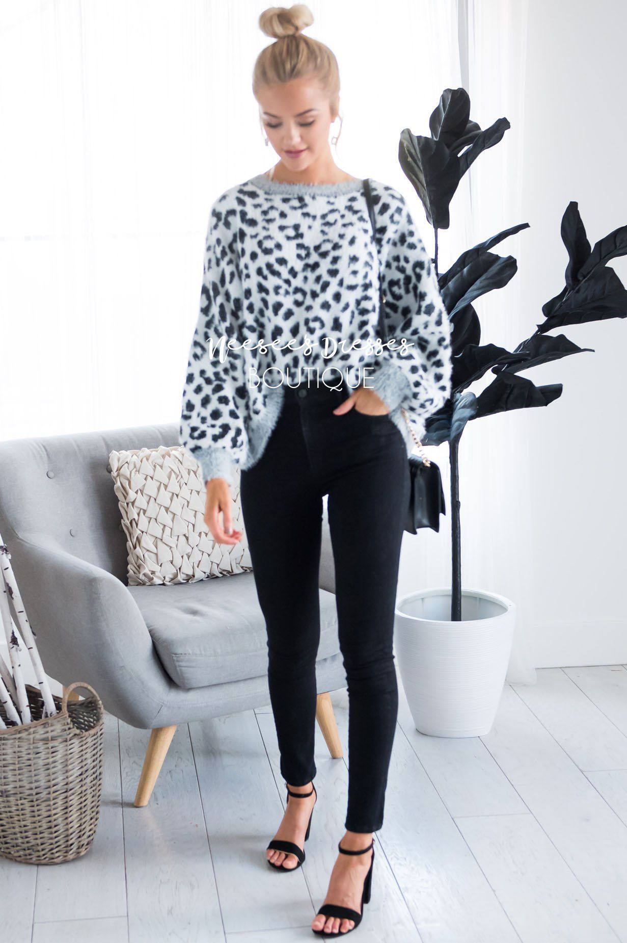 Snowy Leopard animal print sweater