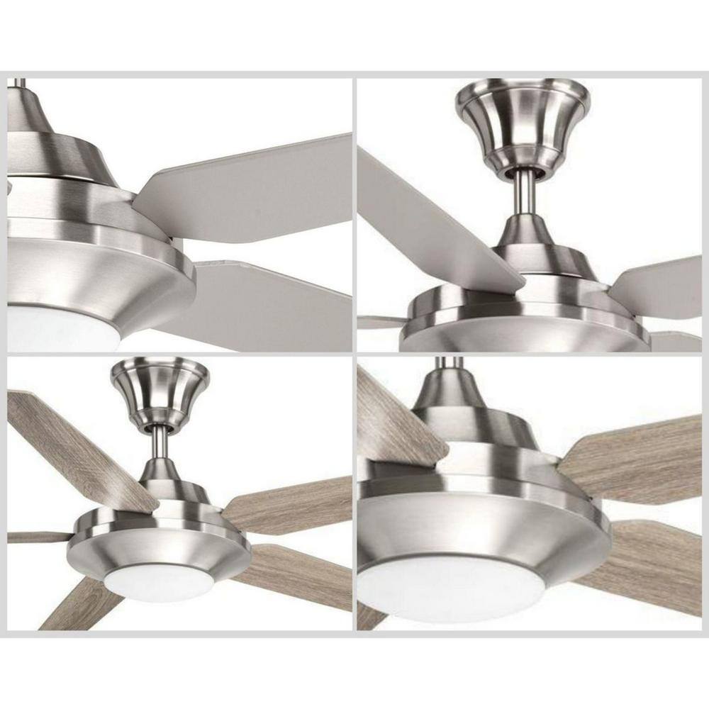 Progress Lighting Signature Plus II Collection 54 in. LED Indoor Brushed Nickel Modern Ceiling Fan with Light Kit and Remote P2539-0930K