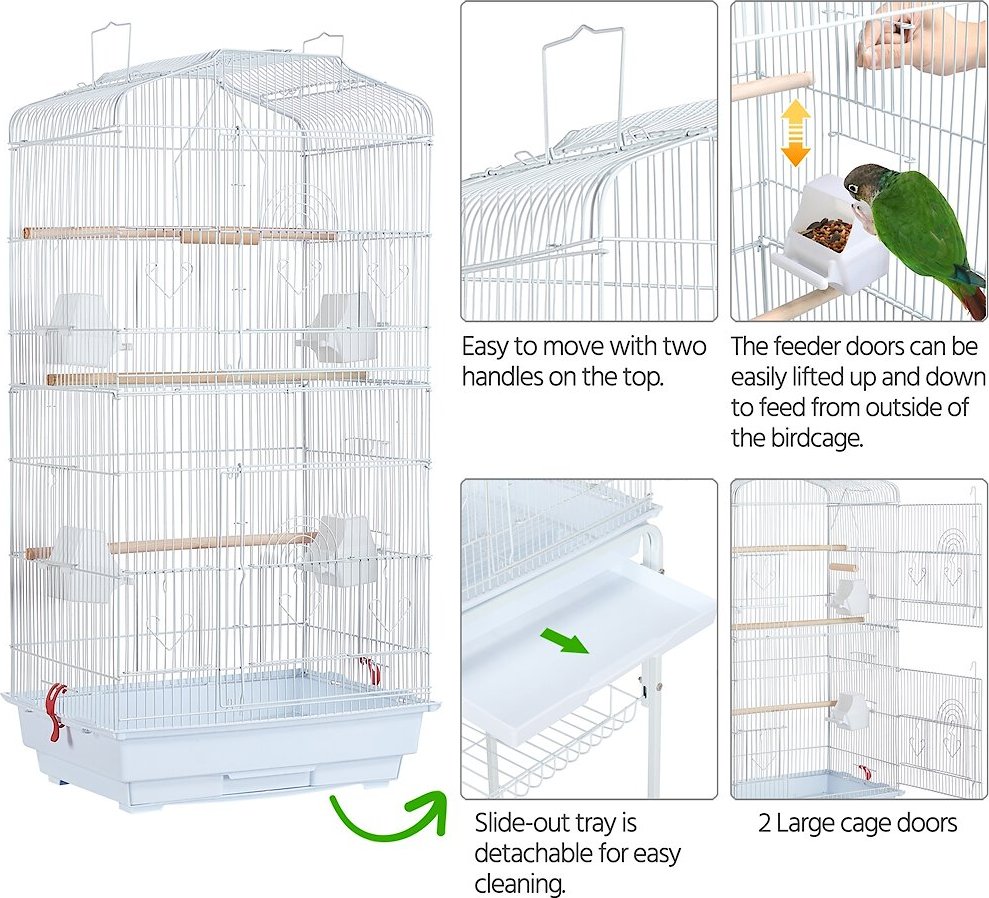 Yaheetech 64-in Open Top Metal Parrot Cage with Detachable Rolling Stand