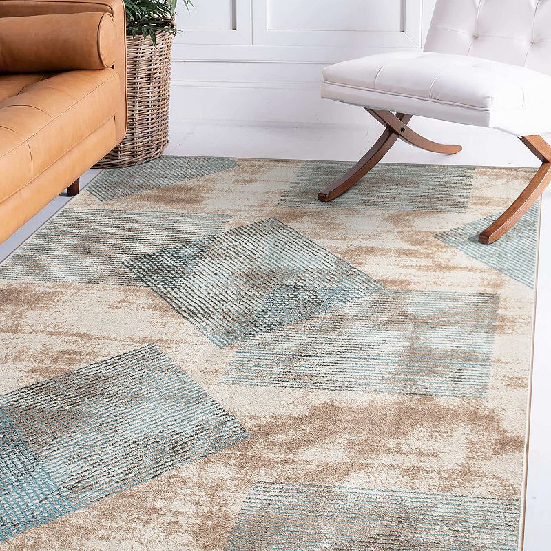 World Rug Gallery Contemporary Distressed Geometric Area Rug