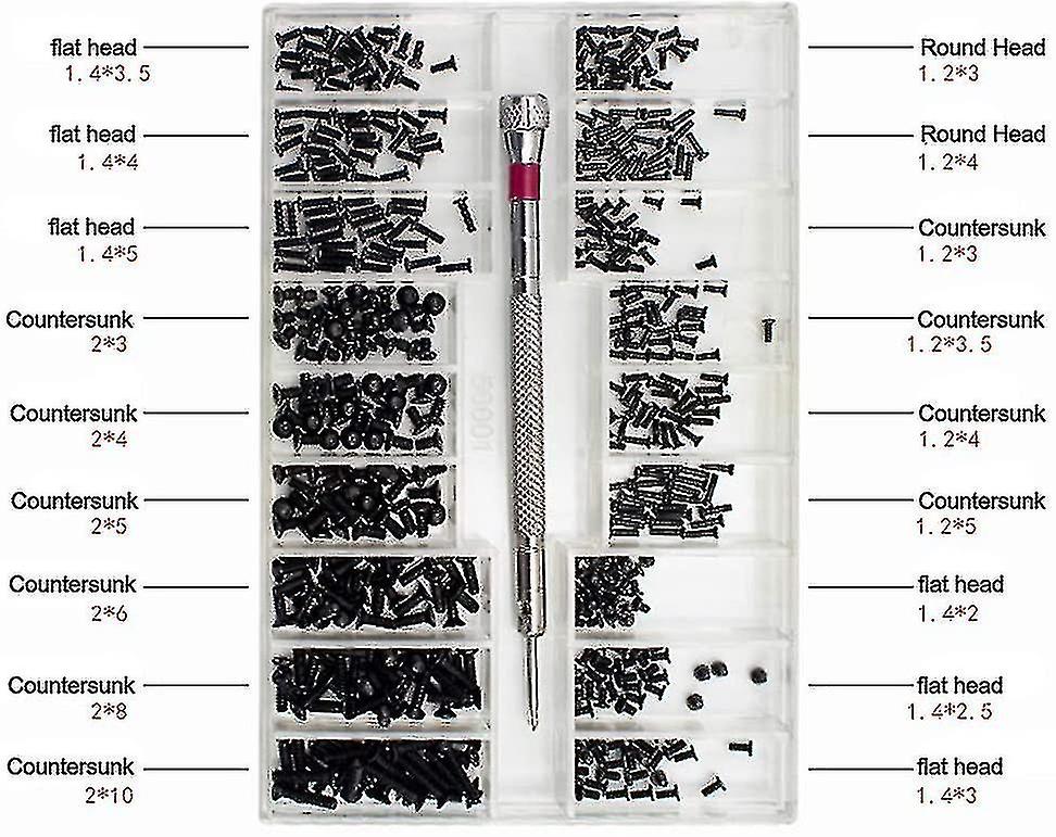 500 Pcs Micro Screws Tiny Self-tapping Screws Assortment Kit