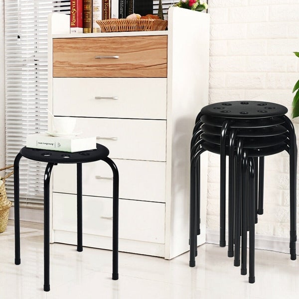 Set of 6 Portable Plastic Stack Stools - 14.5