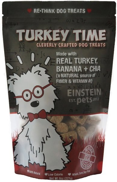 Einstein Pets Wheat-Free Turkey Time Real Turkey， Banana and Chia Natural Oven Baked Dog Treats， 8-oz bag