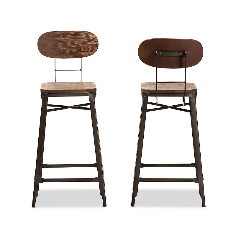 Baxton Studio Varek Rust Bar Stool 2-piece Set