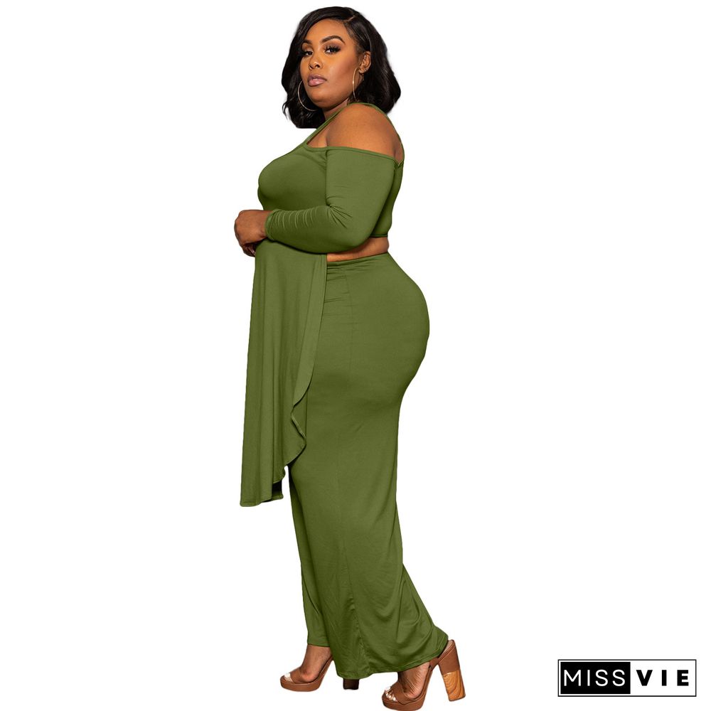 Plus Size Irregular Solid Casual Wide-leg Pants Suits