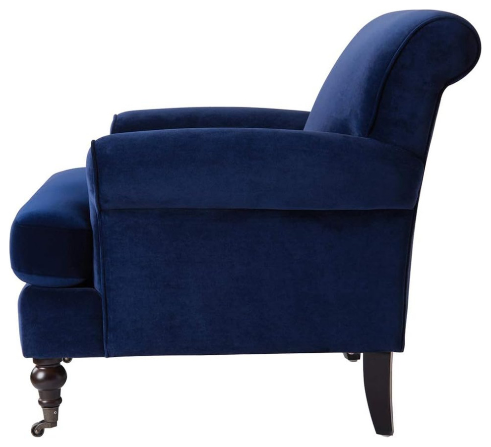 Accent Chair  Wheeled Carved Feet  ampVelvet Seat With Scrolled Arms   Traditional   Armchairs And Accent Chairs   by Decor Love  Houzz