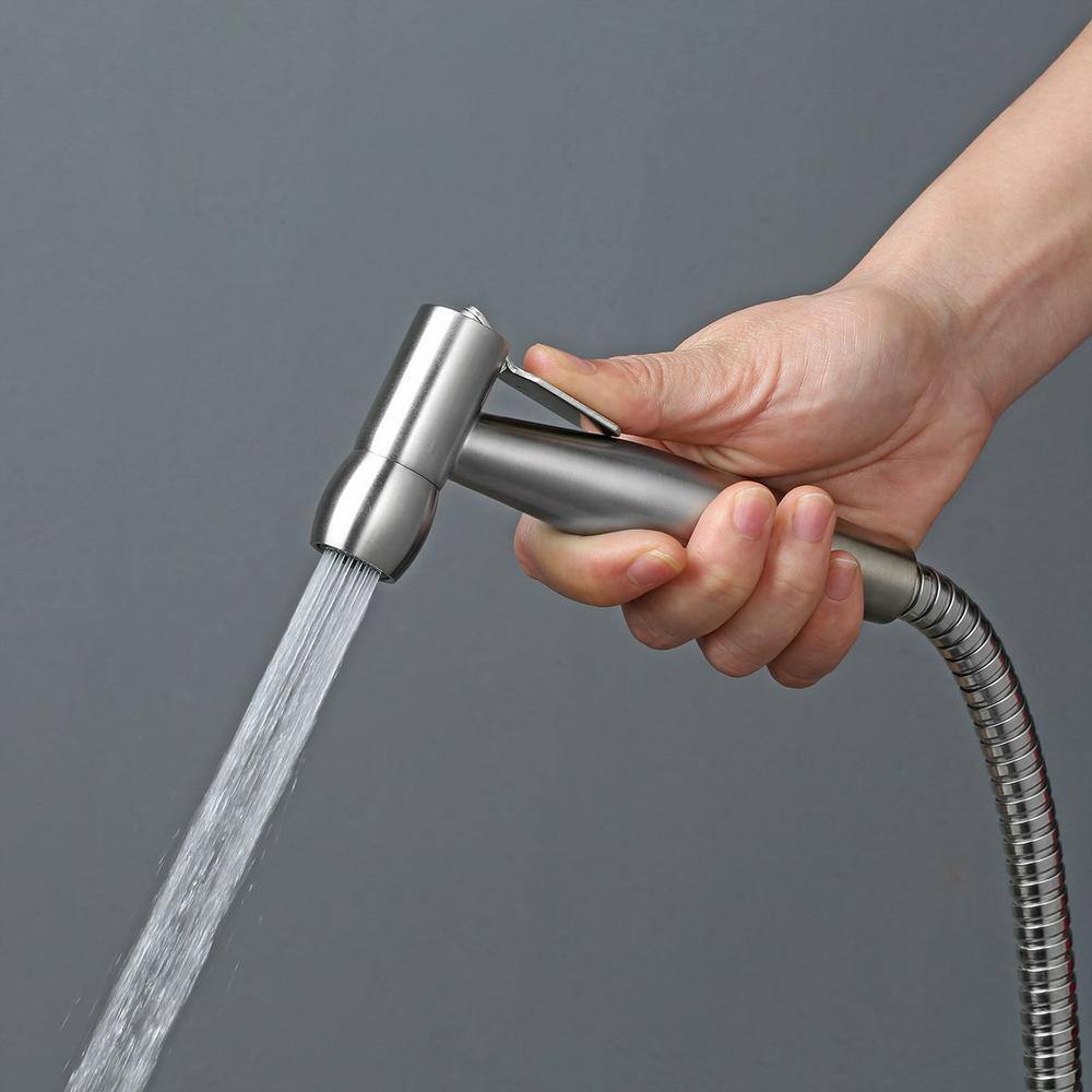 Tileon Non- Electric Bidet Sprayer for Toilet Handheld Bidet Attachment Cloth Diaper Sprayer in. Brushed Nickel AYBSZHD1304