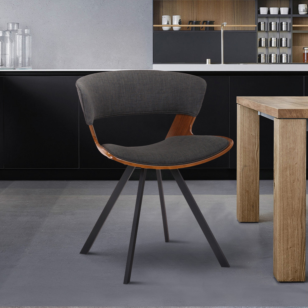 Ulric Wood and Metal Modern Dining Room Accent Chair   Midcentury   Dining Chairs   by Armen Living  Houzz