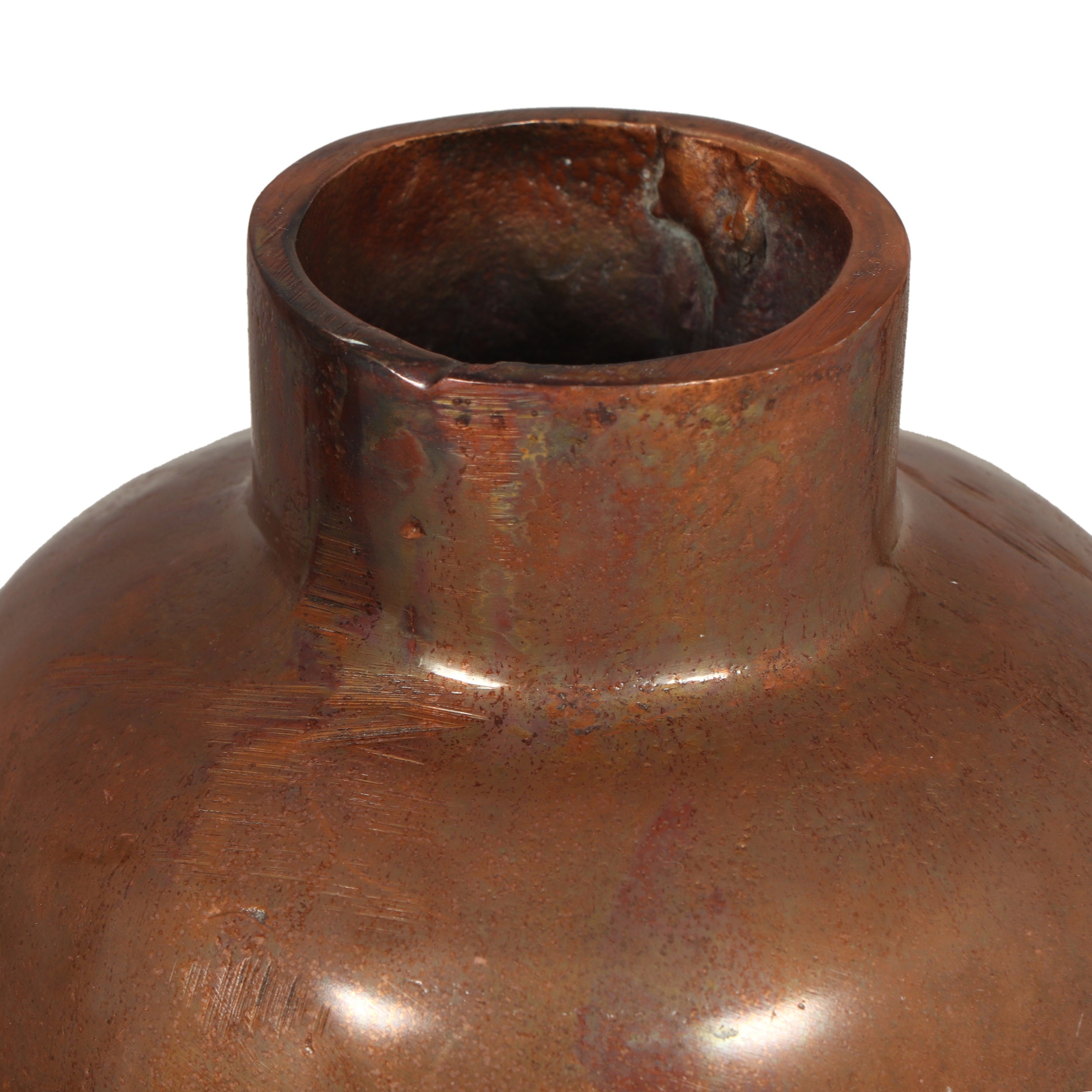 Schramling Handcrafted Aluminum Bottle Vase, Burnt Copper