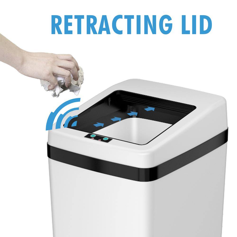 iTouchless 14 Gal. White Sliding-Lid Motion Sensing Touchless Trash Can IT14SW