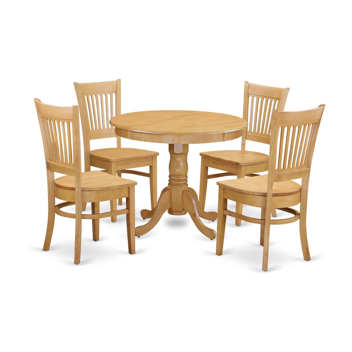 ANVA5-OAK-W 5 PC Table set - Kitchen Table and 4 Dining room chair