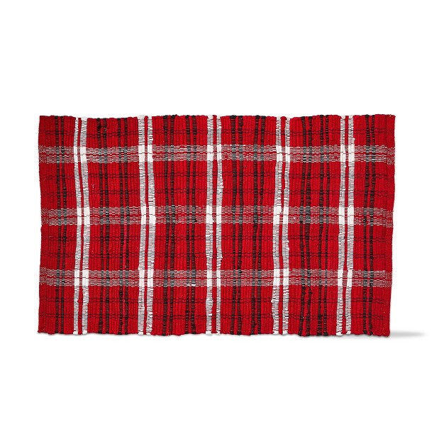 Tagltd Wren Plaid Red Black And White Plaid Cotton Machine Washable Chindi Area Rug Door Rug 24l X 36w inch