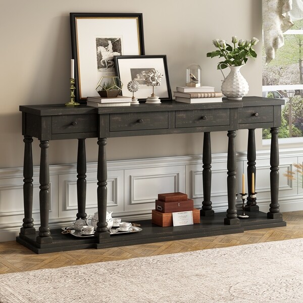 Console Table with 4 Front Facing Storage Drawers