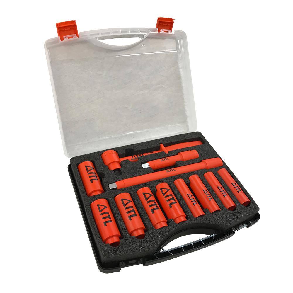 Jameson 1000-Volt Insulated 12 in. Drive Deep Socket Set (11-Piece) JT-KT-00023