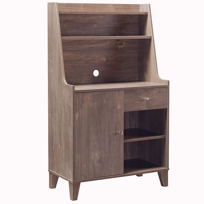 FC Design Hazelnut Baker's Cabinet with 2 Shelves and 1 Drawer Organizer with Spacious Top