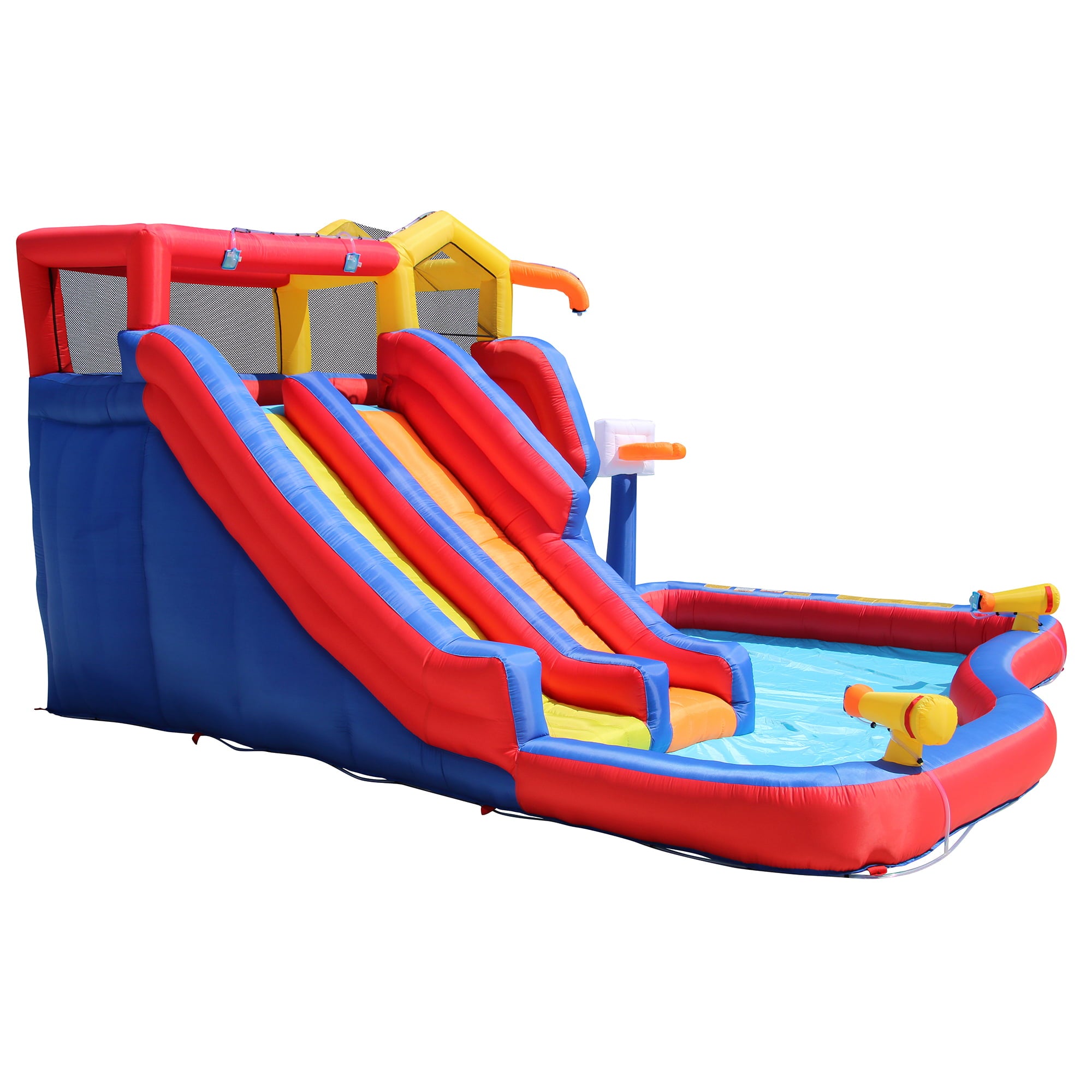 Banzai Twin Falls Kids Giant Colorful Outside Inflatable Water Park Bounce House