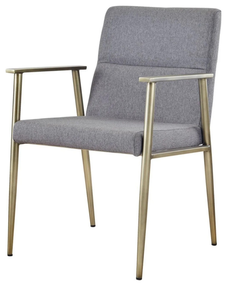 Peony Contemporary Gray and Antique Brass Arm Dining Chair  Set of 2   Contemporary   Dining Chairs   by Virgil Stanis Design  Houzz