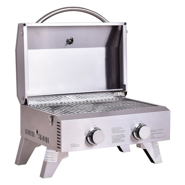 2 Burner Portable Stainless Steel BBQ Table Top Grill for Outdoors - 22