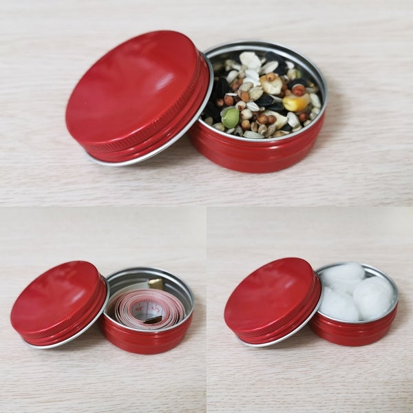 1oz Round Aluminum Cans Tin Screw Top Metal Lid Containers Red 30ml 12pcs