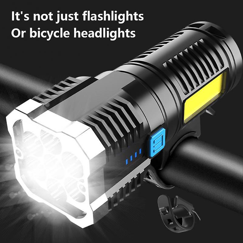 Super Bright Flashlight Ultra Powerful 7 Led Torch Light Rechargeable Cob Side Light 4 Modes Outdoor Adventure 3 In 1 Flashlight