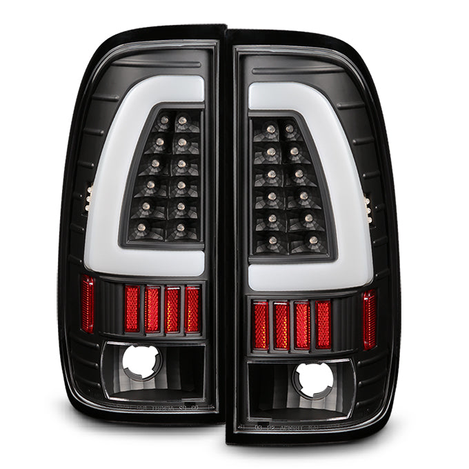 Fit 1997-03 F150 | 1999-07 F-Series Super Duty LED Tube Style Black Taillights