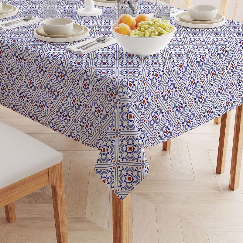 Square Tablecloth， 100% Polyester， 70x70， Ceramic Tile Pattern