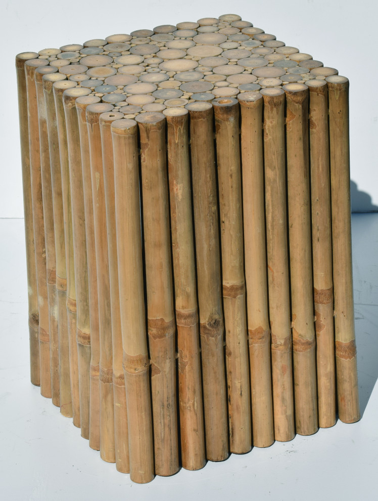 Rustic Square Bamboo End Table  Stool   Asian   Side Tables And End Tables   by bamboo54  Houzz