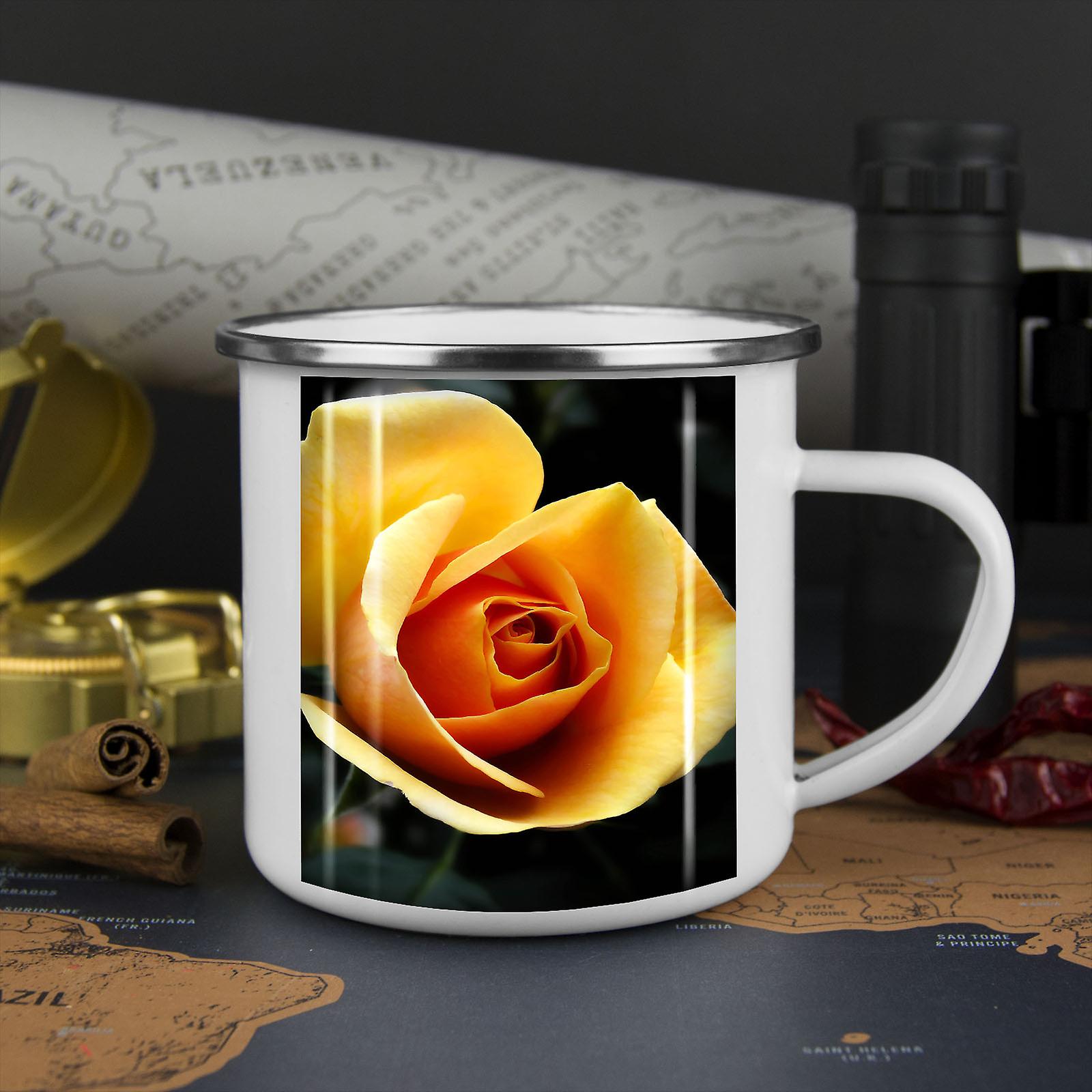 Yellow Rose Photo NEW WhiteTea Coffee Enamel Mug10 oz | Wellcoda