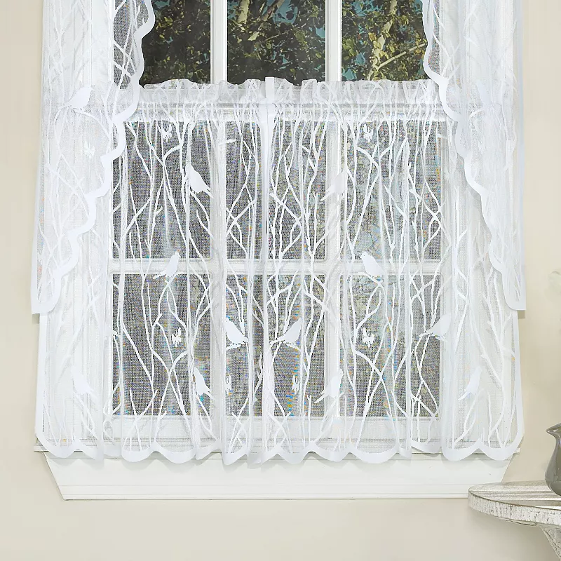 Sweet Home Knit Lace Polyester Songbird Motif Window Curtain