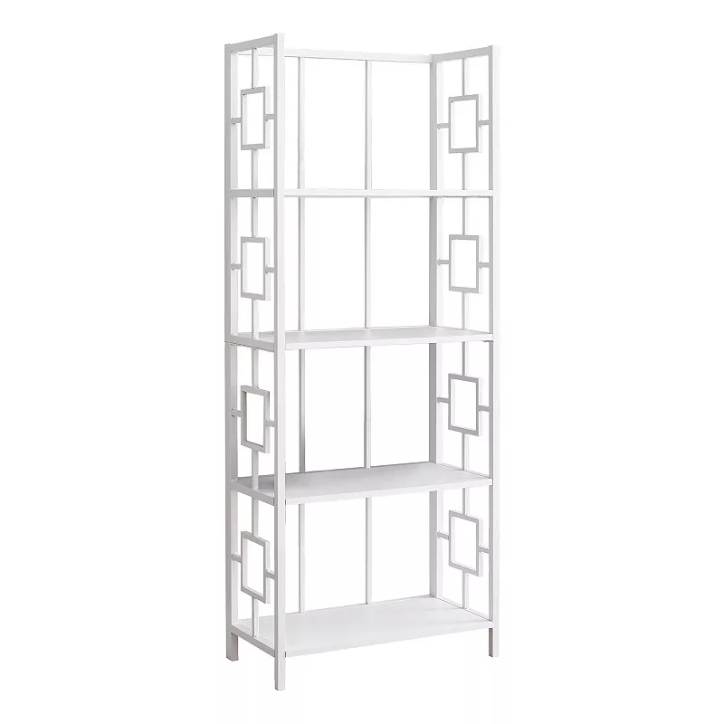 61.5 White Contemporary Four Tier Etagere Bookcase