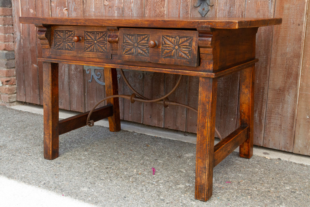 Carved Antique Elm Vizcaya Table   Traditional   Console Tables   by De cor  Houzz