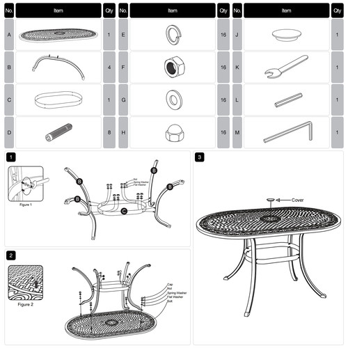 72 inch Oval Cast Aluminum Patio Table with Umbrel...