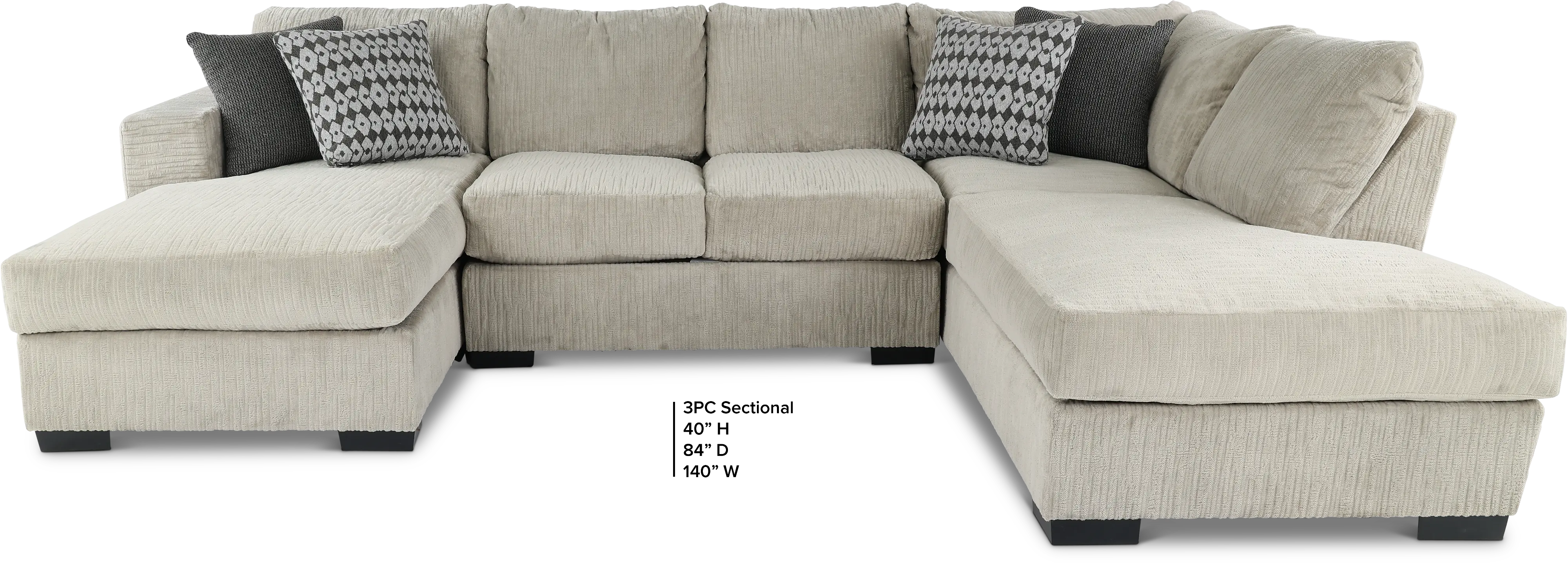 Trevi Light Gray 3 Piece Sectional