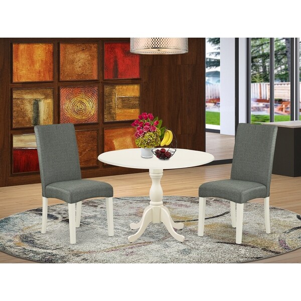 3 Piece Dining Table Set - 1 Dining Room Table and 2 Kitchen Dining Chairs with Upholstered Linen Fabric - (Color Options)