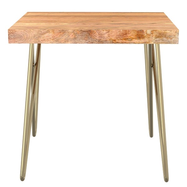 Rustic Modern Solid Wood Accent Table in Natural and Aged Gold