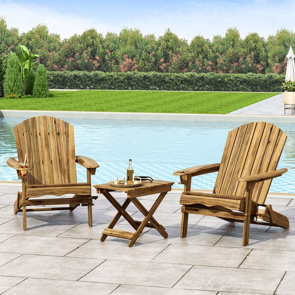 Bellwood Outdoor 2 seat Folding Acacia Chat Set by Christopher Knight Home