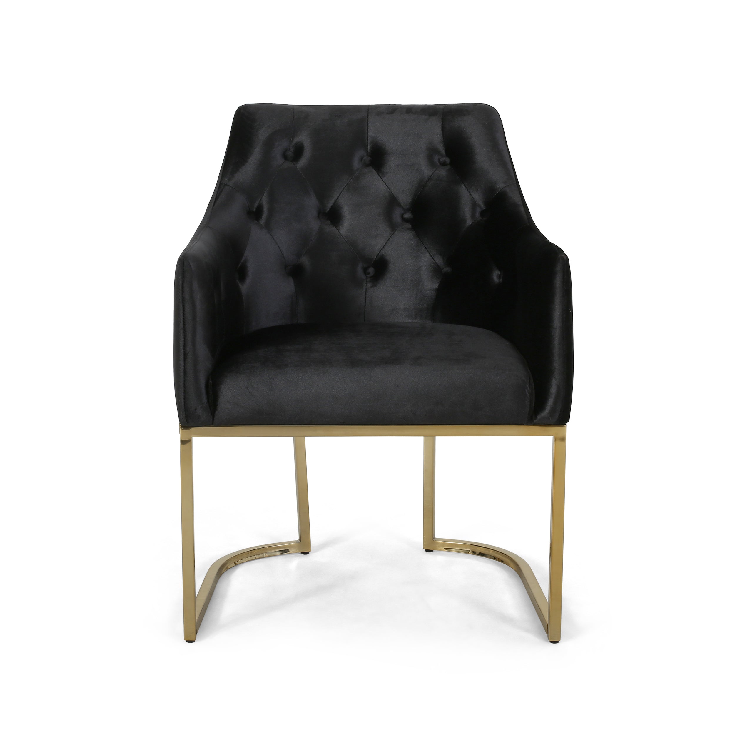 Fern Modern Tufted Glam Accent Chair with Velvet Cushions and U-Shaped Base