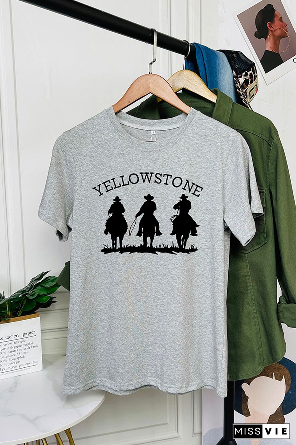 Yellowstone Cowboy Printed Short Sleeve Graphic Tee Wholesale