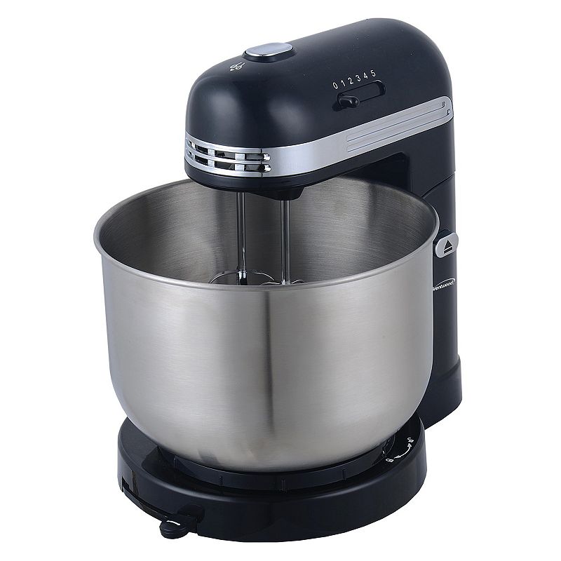 Brentwood 5 Speed Stand Mixer with 3.5 Quart Stainless Steel Mixing Bowl in Black