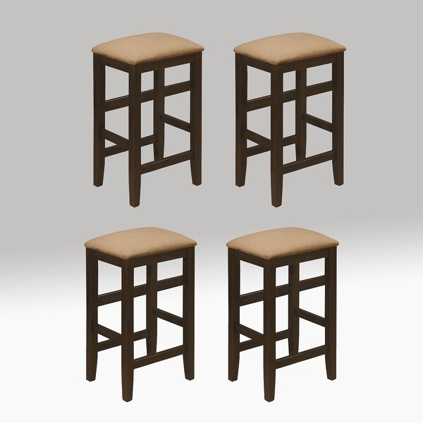 Set of 4 Wooden Counter Height Stool in Cappuccino