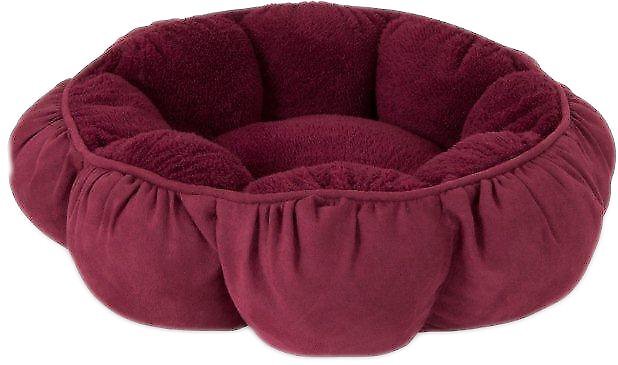 Aspen Pet Round Puffy Bolster Cat and Dog Bed， Color Varies