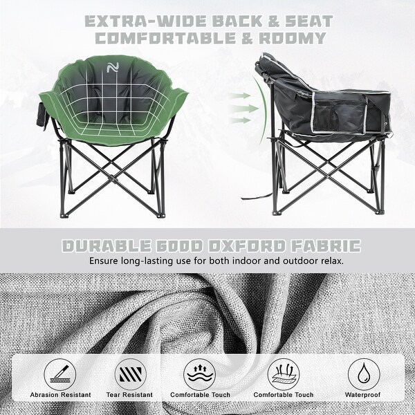 DoCred Oversized Camping Chair，Fully Padded Folding Moon Chair