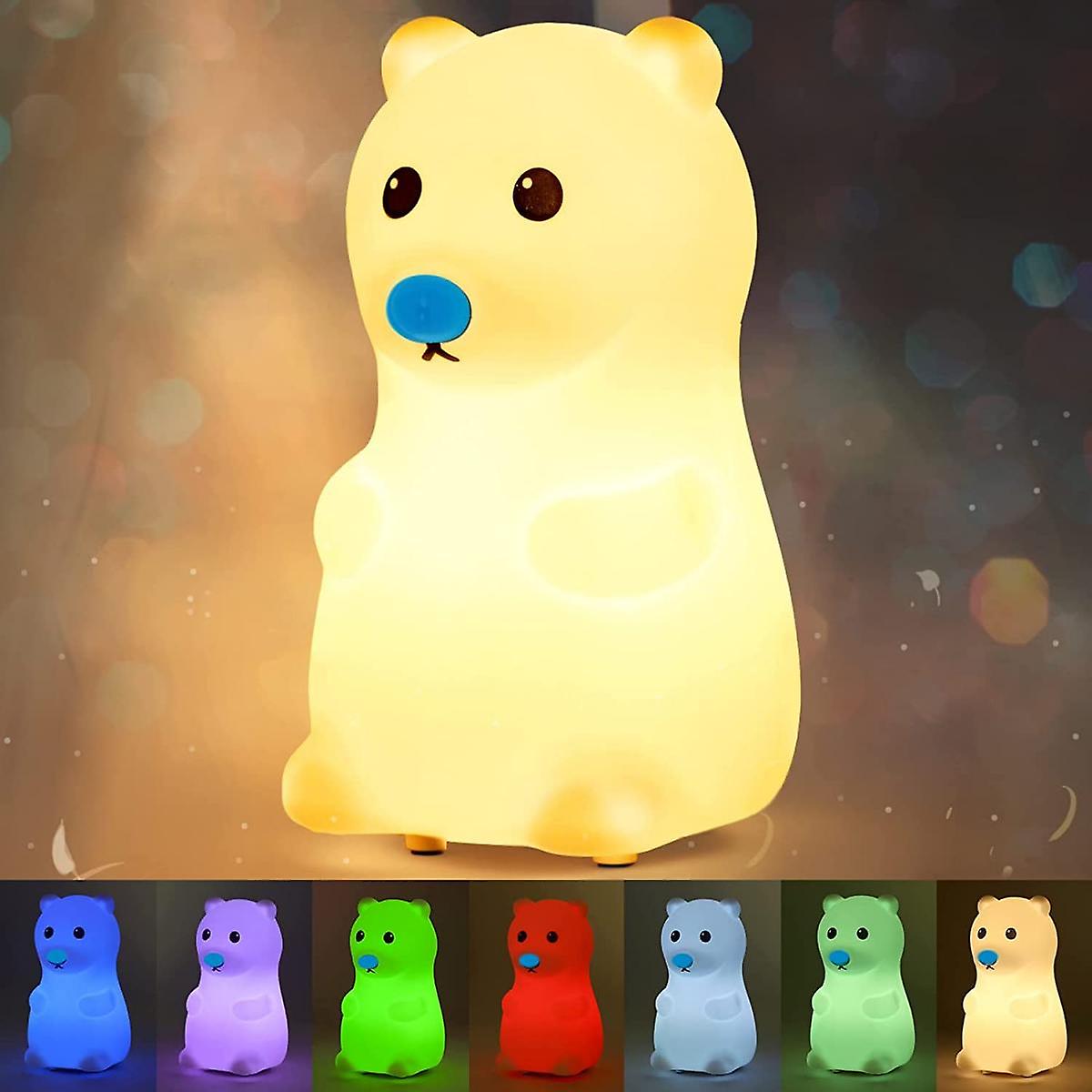 Night Light For Kids， Polar Bear Nursery Night Lights With Battery， 7 Color Table Lamp， Room Decor， Usb Rechargeable， Cute Led Multicolor Gifts