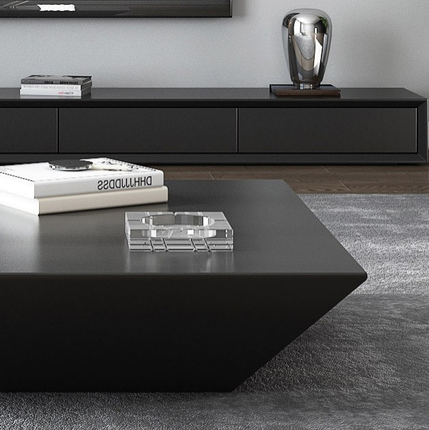 Modern Black Wood Coffee Table with Storage Square Drum with Drawer   Transitional   Coffee Tables   by Homary International Limited  Houzz