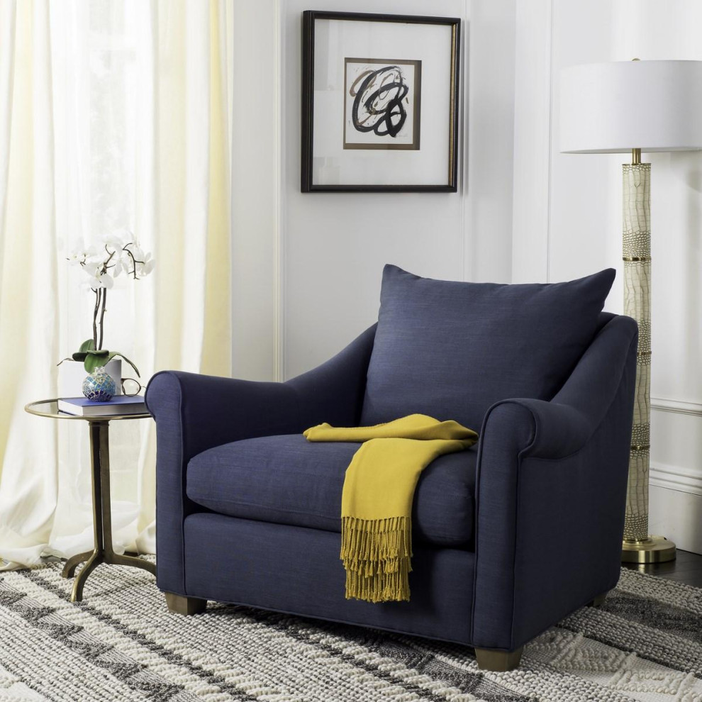 Ainsley Navy Linen Chair   Transitional   Armchairs And Accent Chairs   by V.S.D Furniture  Houzz