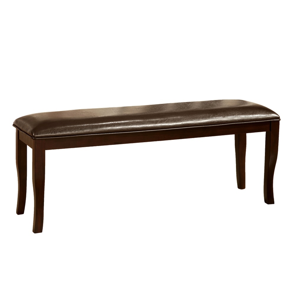 Zita Contemporary Dark Cherry Faux Leather Padded Seat Bench by Furniture of America