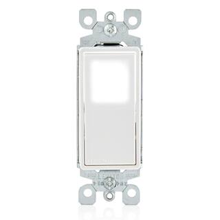 Leviton 15 Amp 120-Volt277-Volt Decora LED Illuminated Rocker Single-Pole AC Quiet Switch Residential Grade Grounding White R02-L5611-2LW