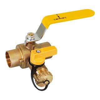 The Plumber's Choice 1-14 in. SWT High Flow Drain Ball Valve 3 Way Adjustable Flow Path Brass D928336