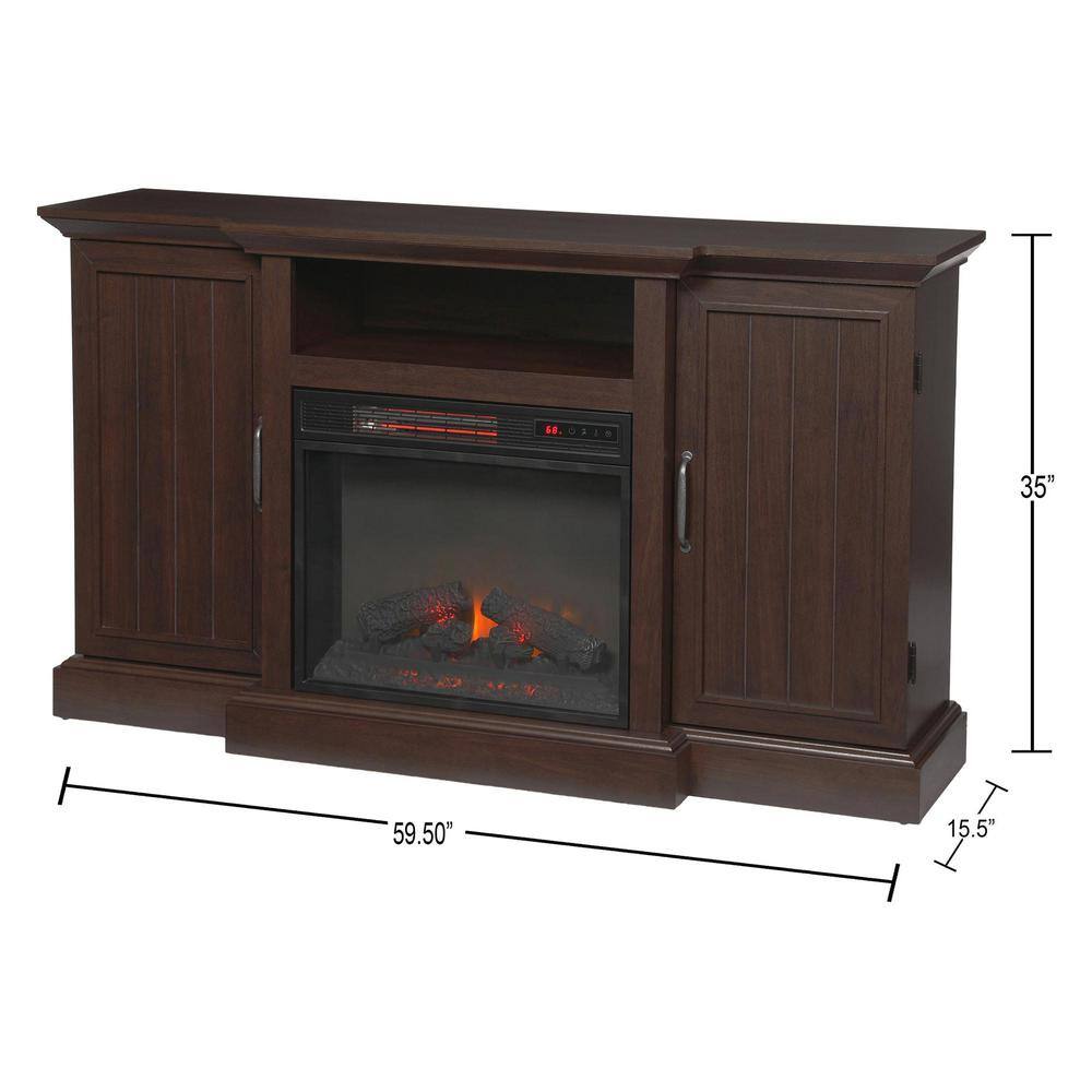 Home Decorators Collection Mattingly 60 in. Freestanding Media Console Electric Fireplace TV Stand in Midnight Cherry 112272