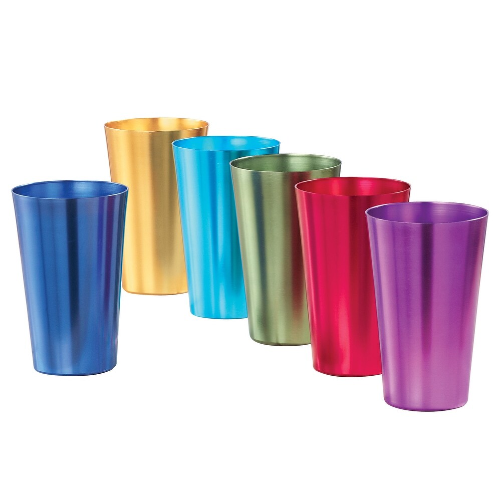 Colorful Retro Style Aluminum Rainbow Tumblers   Set of 6   8.380 x 4.000 x 3.880